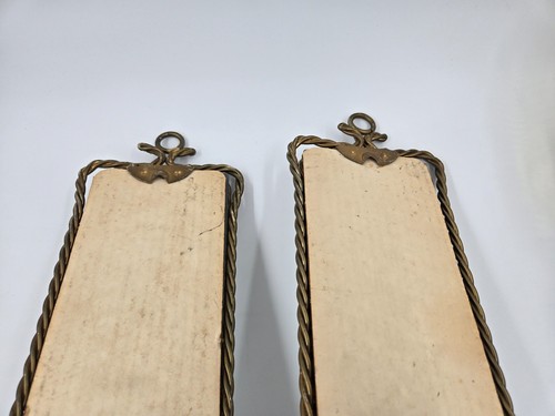 2 Gold Twisted Rope Beveled Mirror Wall Sconce Pair Vintage HOLLYWOOD REGENCY - Picture 8 of 8