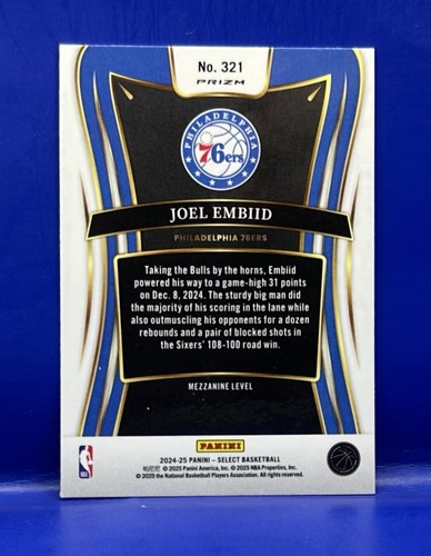 2024 Panini Select #321 Joel Embiid Blue Cracked Ice Prizm Philadelphia 76ers - Foto 2 di 2