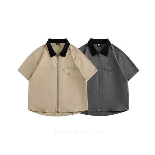 Estilo Vintage Verano Nuevo Retro Bordado Suelto Ropa de Trabajo Camisa Manga Corta Hombres - Imagen 5 de 26
