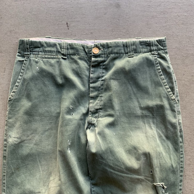 50s 60s USA COTTON WORKPANTS ヴィンテージ Vintage 50s 60s Green Cotton Twist Twill Distressed Work
