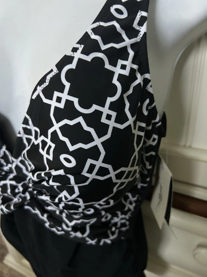 Profile by Gottex 16W Casablanca Black & White  Tankini Swimsuit TOP NWT -#209 - Image 2 of 4