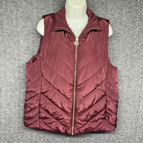 Michael Kors Puffer Giubbotto Trapuntato Giacca Donna XL Oro MK Charm Full Zip. - Foto 1 di 7