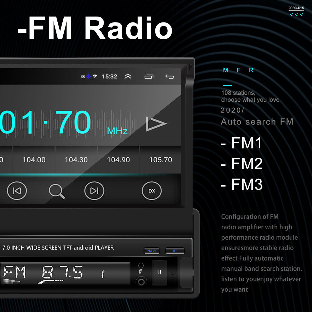 7" Android 10.0 Radio samochodowe z nawigacją GPS Nawigacja Bluetooth DAB + 1 DIN RDS FM - Zdjęcie 11 z 20