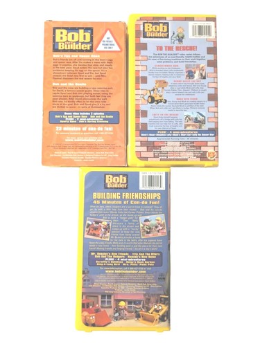 Bob The Builder-Lot Of 3 (VHS) To The Rescue, Building Friendships, As Seen On N - Picture 2 of 2