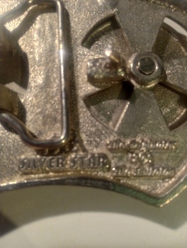 DJ Turn Tables Spinning Belt Buckle Silver Star Originator Vintage Made in USA - Picture 10 of 10