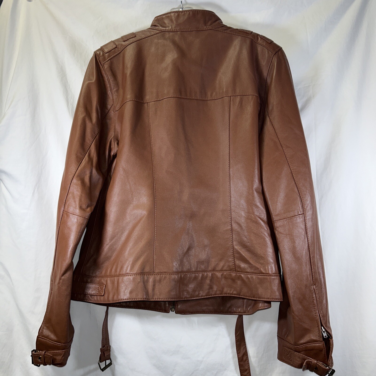 METRO7 Cropped Lambskin LEATHER Biker Jacket Wome… - image 5