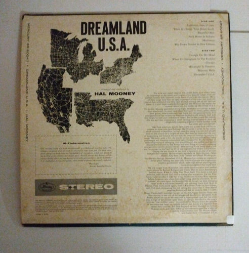 Hal Mooney Dreamland U. S. A. SR 600047 Vinyl LP Record Album - Picture 2 of 2