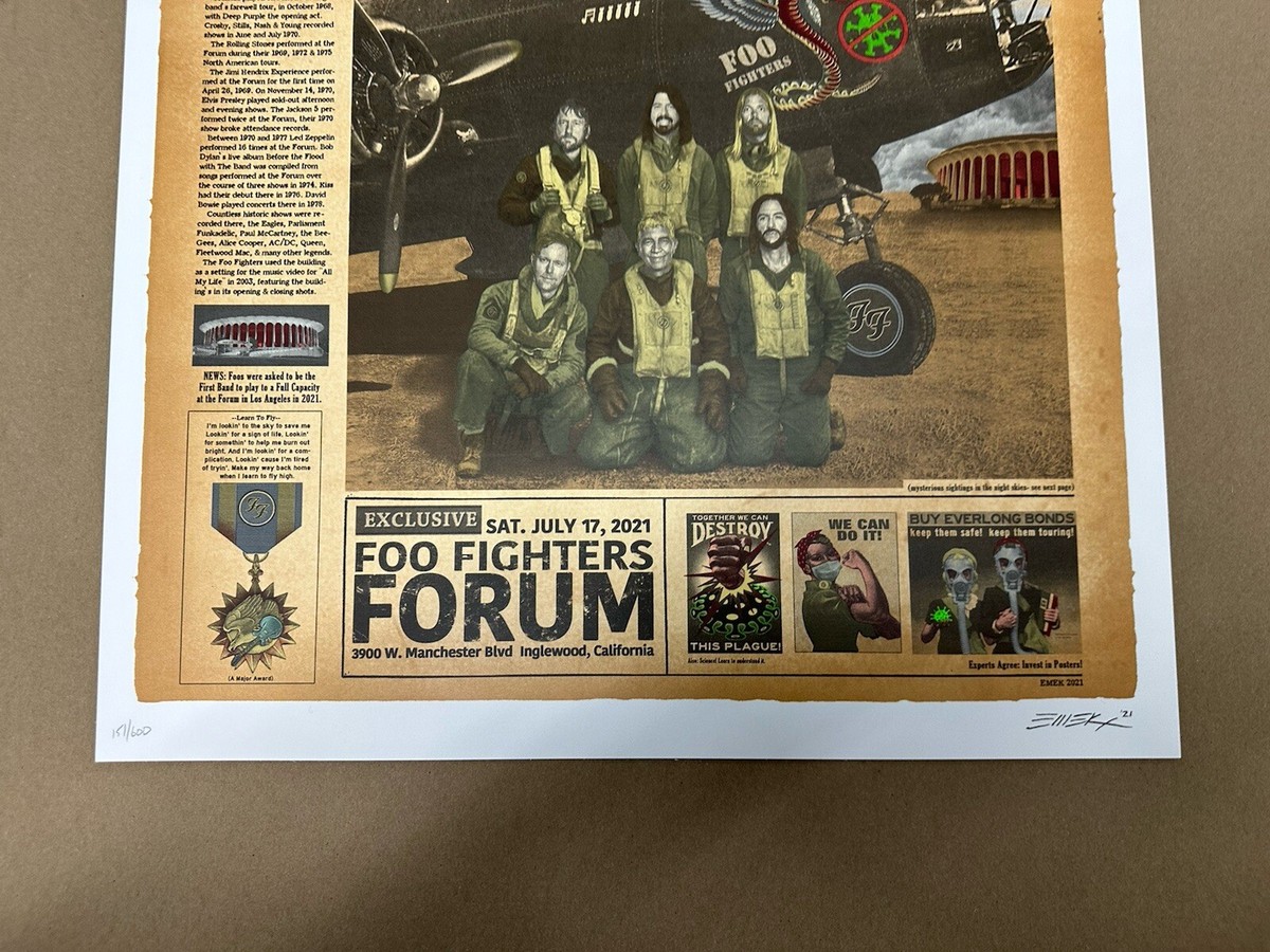 Tarascon 1991Pierre Faucher アートポスター Foo Fighters Official Poster 2021 Los Angeles Forum Emek