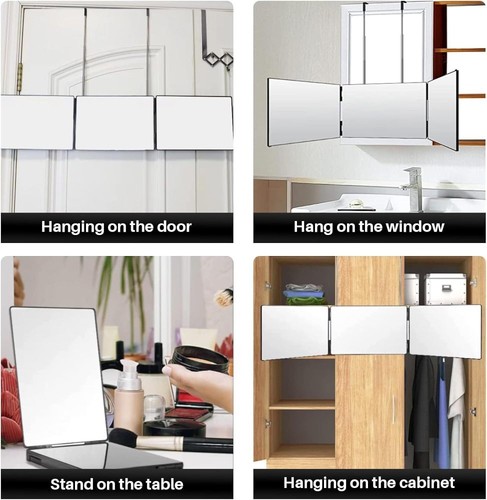 360 Grad Spiegel, Spiegel Haare Selbst Schneiden Faltbarer Rasierspiegel, 3 Wege - Bild 11 von 18