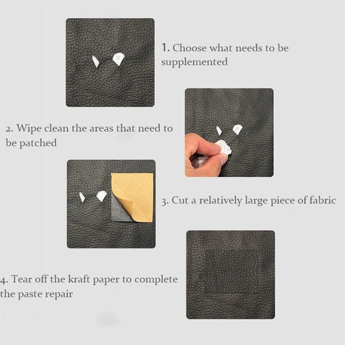 2-6x Self Adhesive Leather Repair Patches Kit Sofa Couch Car Seats Patching Tool - Picture 4 of 18