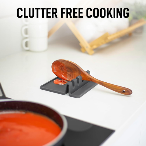 Heat-Resistant Silicone Utensil Rest with Drip Pad - BPA-Free Spoon Holder - Picture 3 of 12
