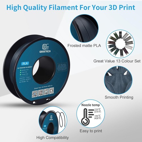 【4 Kaufen, 3 Bezahlen】Geeetech Matte PLA 3D Drucker Filament 1.75mm 1KG DE - Afbeelding 2 van 25
