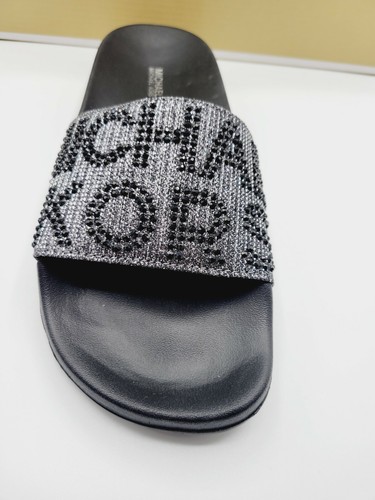 Michael Kors Women Penny Slide Glitter Chain Mesh / Hot Fix Stones BLK Sz 8M, 7M - Picture 3 of 6