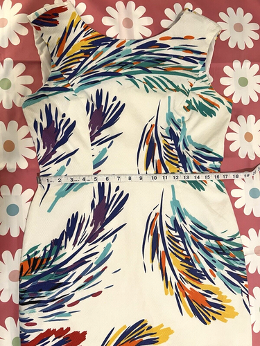 ELLEN TRACY Off-White W/Multicolor Print/Sleeveless/Dress Size 10 - Picture 7 of 9