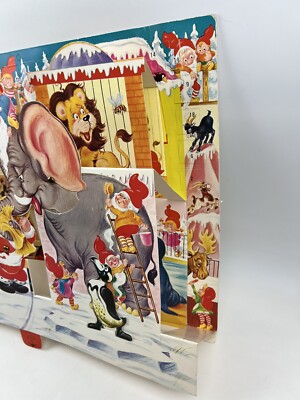 Vintage Gemo Christmas Advent Calendar – 3D Pop Out, Denmark, 16.5x13", Farm Animals