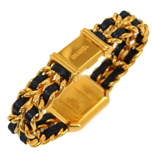 CHANEL Premiere H0001 Gold Plated Leather L Quartz Ladies Watch W543 Rise-on - Picture 11 of 15