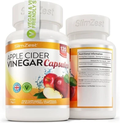 EVOLUTION SLIMMING Apple Cider Vinegar 1000mg 120 CAPSULES for Weight Loss and FAT BURN