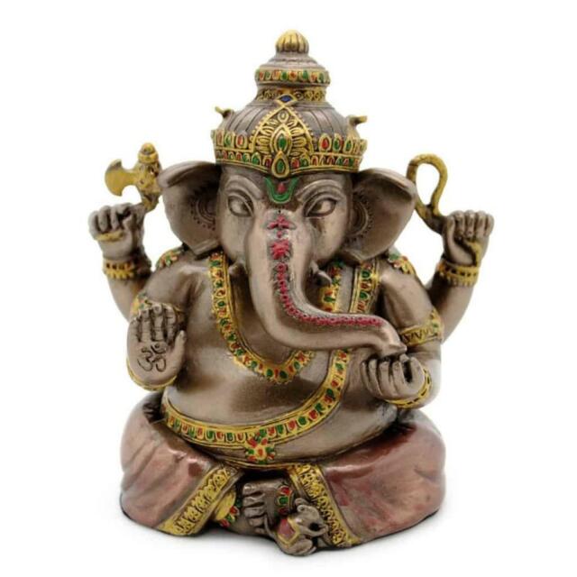 Sitzender Ganesha Statue 4 5 Hindu Elefant Gott Hochwertig Bronze Kunstharz Ebay