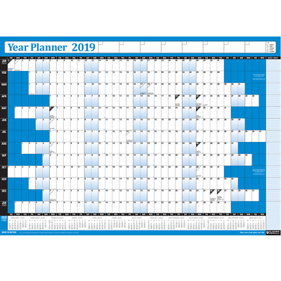 2020 Annual Wall Planner Calendar Year Yearly Plan Chart Non Laminated BLACK