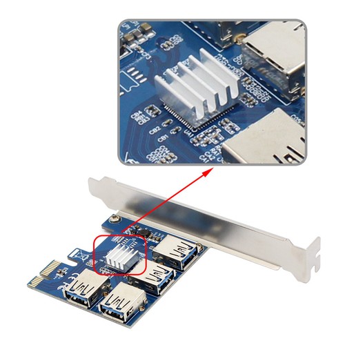 PCIE PCI-E Riser Card 1x to 16x 1 to 4 USB 3.0 Slot Adapter For Bitcoin Mining - Bild 7 von 11