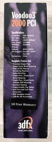 3dfx Voodoo3 2000 PCI 16MB Graphics Card, Upgradeable MEM, SGRAM Version, Poster - Picture 15 of 23