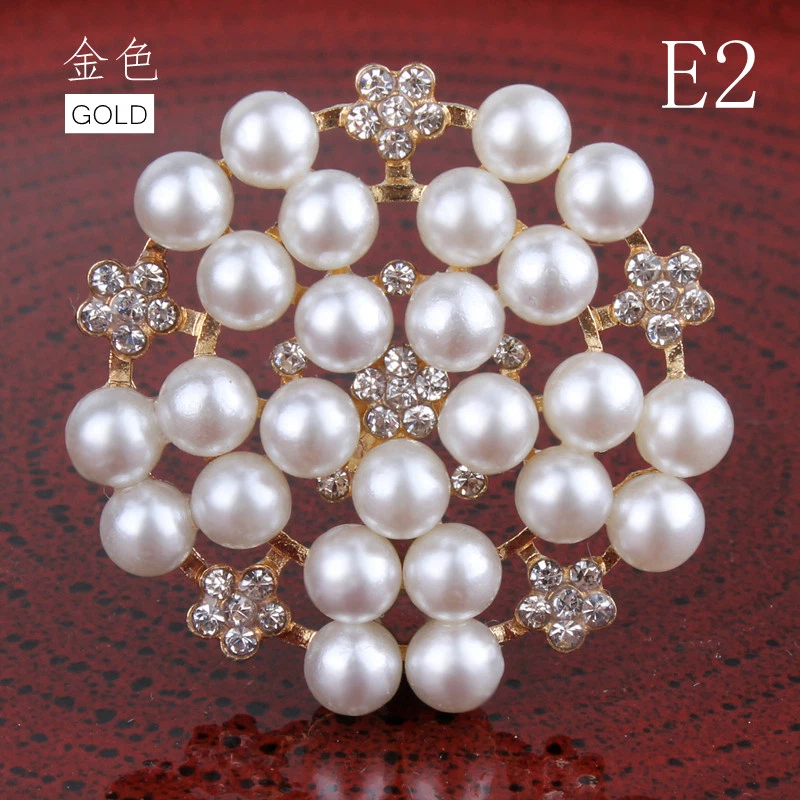 120PCS 33MM Bling Metal Rhinestone Pearl Buttons for Flower Center Decorative  - Image 3 of 3