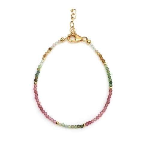 A ++ schattierter Multi Turmalin facettiert rund 2-3 mm Perlen Gold gefüllt Armband 6-9 Zoll - Bild 8 von 8