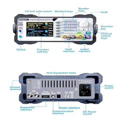 Generatore di onde arbitrarie 60MHz 80MHz DDS funzione programmabile misuratore di frequenza - Foto 6 di 8