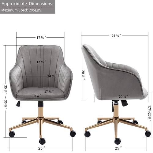 Duhome Home Office Chair Computer Desk Chair Armchair Velvet with Gold Base 1pc - Picture 10 of 36