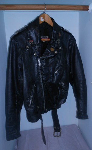 BROOKS LEATHER MOTORCYCLE JACKET, GOOD COMPONENTS, w/HARDWARE, MEN'S 38, SWEET! - Picture 1 of 12