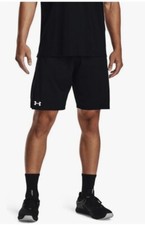 Under Armour Men  s 9  Pocketed Shorts Loose Fit Stretch Black White M NWT