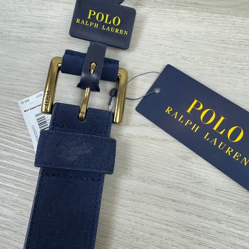 Cinturón Polo Ralph Lauren Para Hombres Firma Gamuza Hebilla Rodillo Talla 36 Azul Marino - Imagen 4 de 7