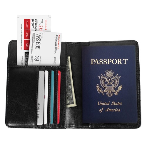 Portafoglio passaporto da viaggio in pelle sottile supporto RFID blocco carta d'identità custodia carta d'identità Stati Uniti - Foto 22 di 47