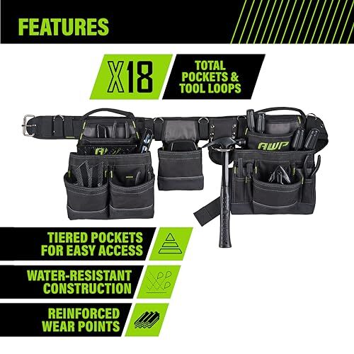 AWP Carpenter Tool Rig with Carry Handles, Premium Tool Belt,  Assorted Styles  - Picture 8 of 32