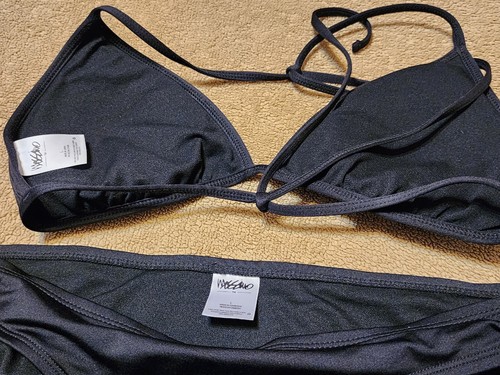 Juego de 2 piezas de bikini de playa con cuerda triángulo a rayas negro Mossimo talla grande - Imagen 6 de 8