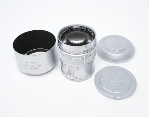 Leica Leitz Hektor 12.5cm 125mm f/2.5 Lens L39 Mount for Visoflex w/ Hood, Caps