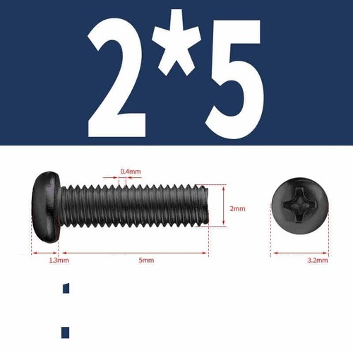 Cross Round Head Screw Phillips Pan Head Bolt Nickel Plated / Black M1 M1.2-M8 - Picture 38 of 103