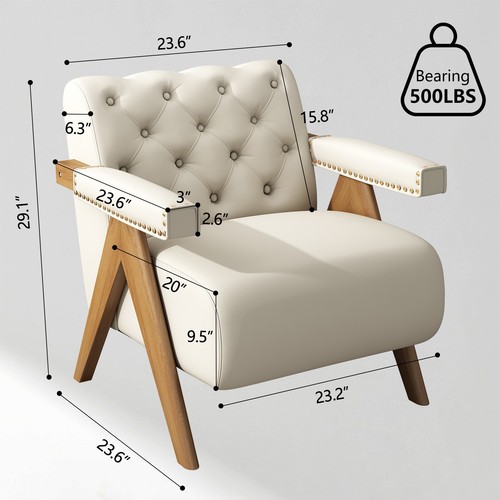 Velvet Accent Chair Armchair with Solid Wood Legs Upholstered Single Sofa - Picture 13 of 26
