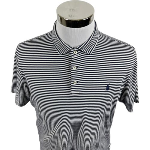 Polo Ralph Lauren Polo Shirt Men's Large Blue White Striped Pony Golf Preppy - Picture 3 of 14