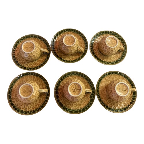 6 Person Set Honeycomb Textured Y STONEWARE Japan Barrel Cups & Saucers 200ml - Picture 8 of 13