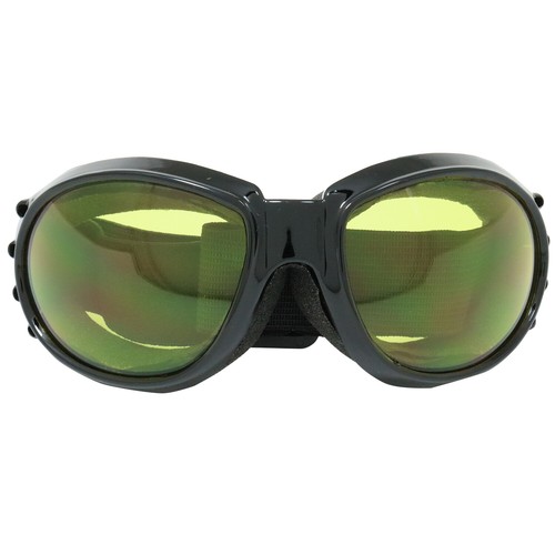 VULCAN PADDED SHATTERPROOF ANTIFOG MOTORCYCLE GOGGLES BLACK FRAMES YELLOW LENS - Picture 2 of 7