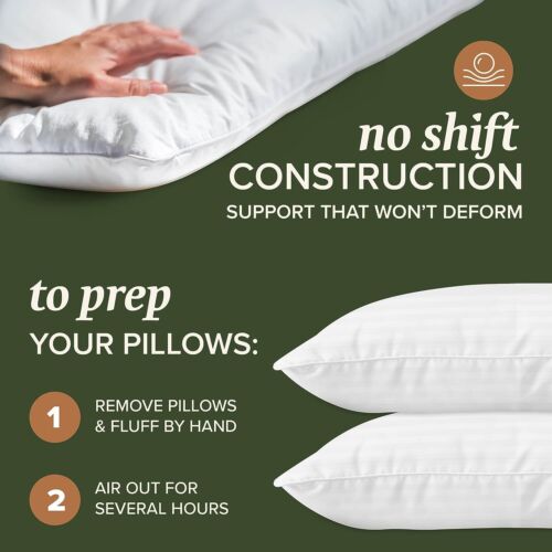Eurotex 100% Cotton Bed Pillows Set of 2 & Set of 4 - 220 TC Cotton - Picture 36 of 85