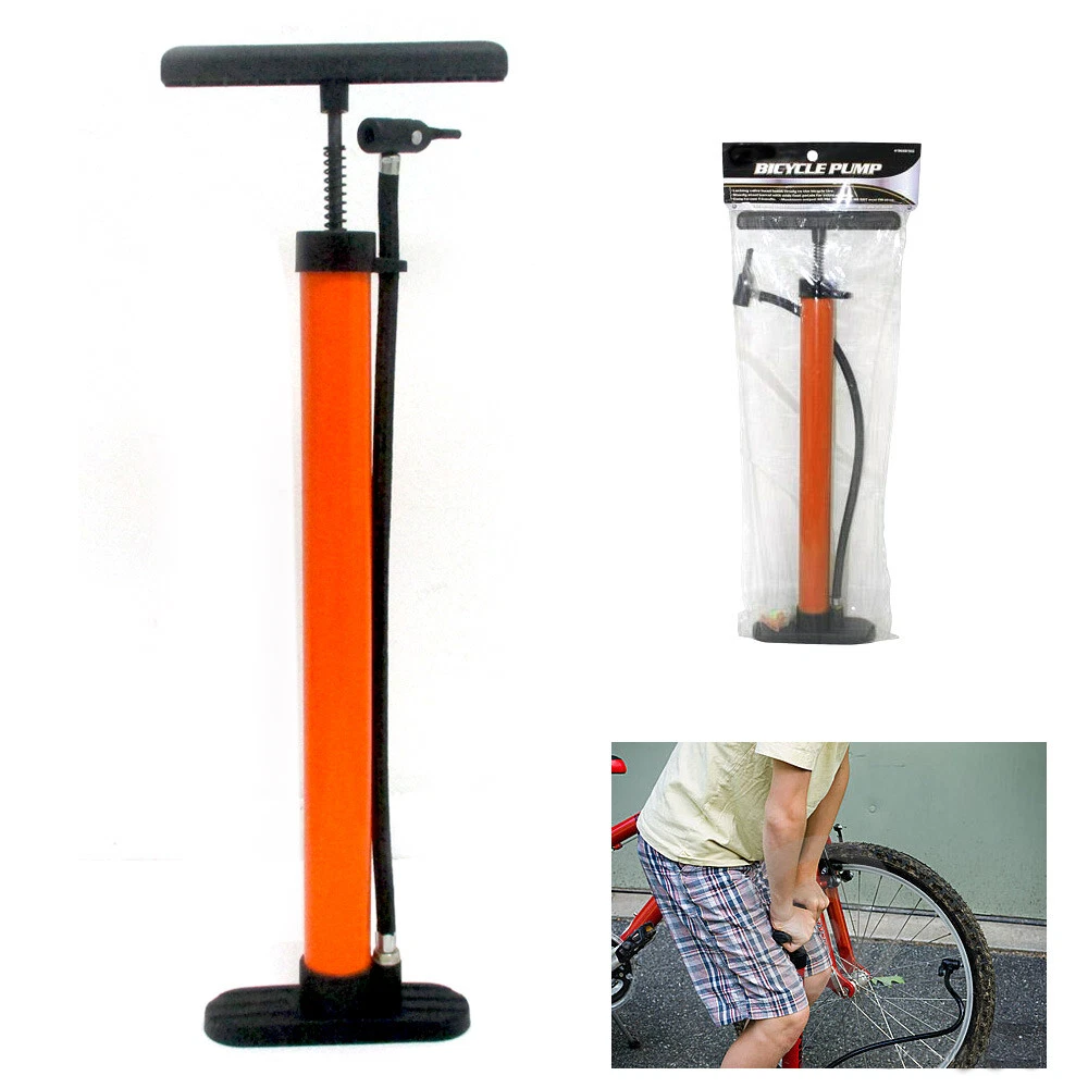 Bicycle Floor Pump Metal Hand Foot Air Bike Tire Shrader Valve 60 PSI 19  New !