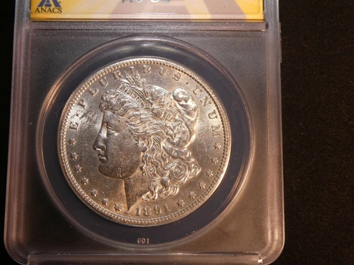 1891-S Morgan Silver Dollar  -  AU 58 professionally graded by ANACS