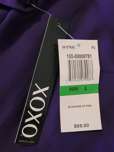 XOXO Long Sleeve Purple Faux Wrap Dress Party Modern Office Dress NWT Size Large - Picture 9 of 11