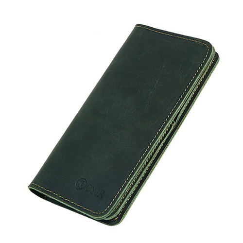 Genuine Leather Men Thin Bifold Wallet Coin Purse Vintage Long Men Wallets Purse - Picture 5 of 14