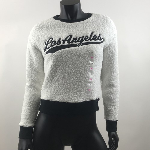 NWT Victorias Secret Pink White Los Angeles Sherpa Pullover Ultra Soft XS XSmall - Picture 2 of 9