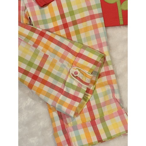 NWT Gymboree Spring Rainbow Coral Flower Hem Swing Top & Plaid Pants Capri LOT 6 - Picture 7 of 13