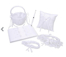 5 pc. Bridal Set with pillow, garters, basket