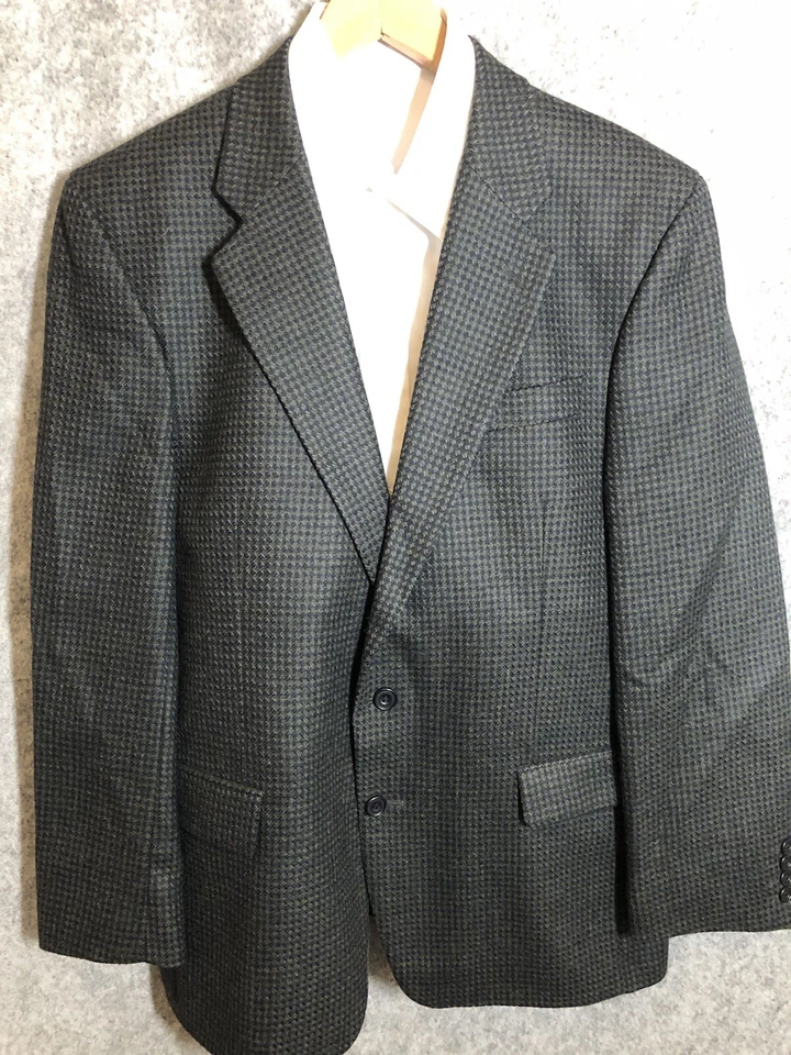 Blazer de hombre de hoy 43R negro pata de gallo lana de alpaca abrigo deportivo chaqueta Foto 3 de 4